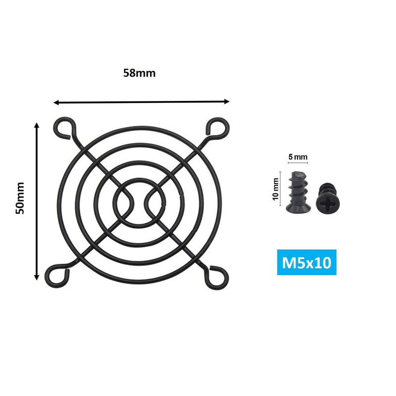 Easycargo 4pcs 60mm Fan Grill 60mm Guard Black with Screws (Black 60mm) - Image 2